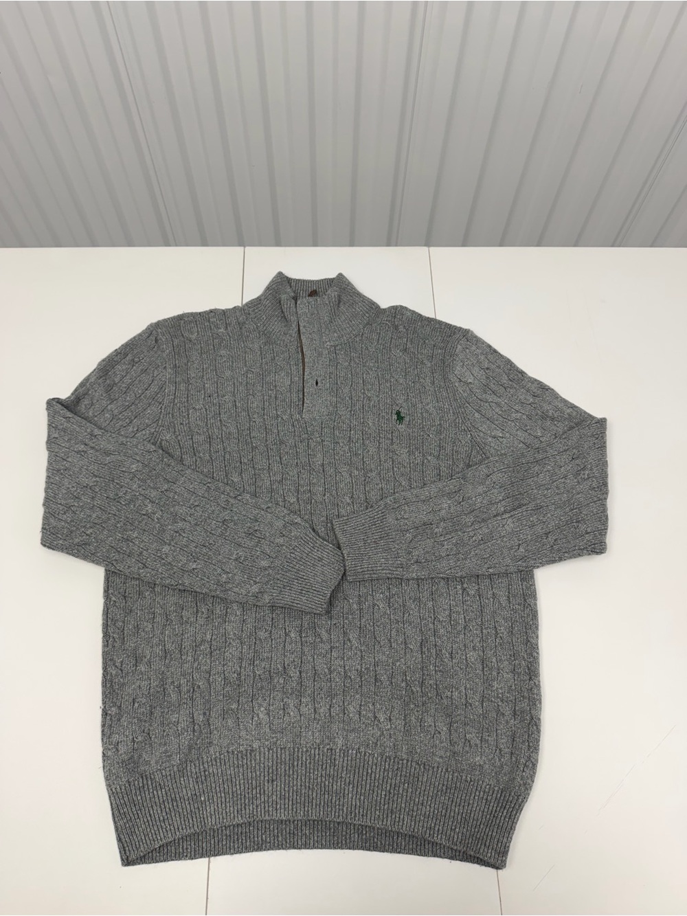 Polo by Ralph Lauren Heather Gray Cable-Knit Zip Pullover